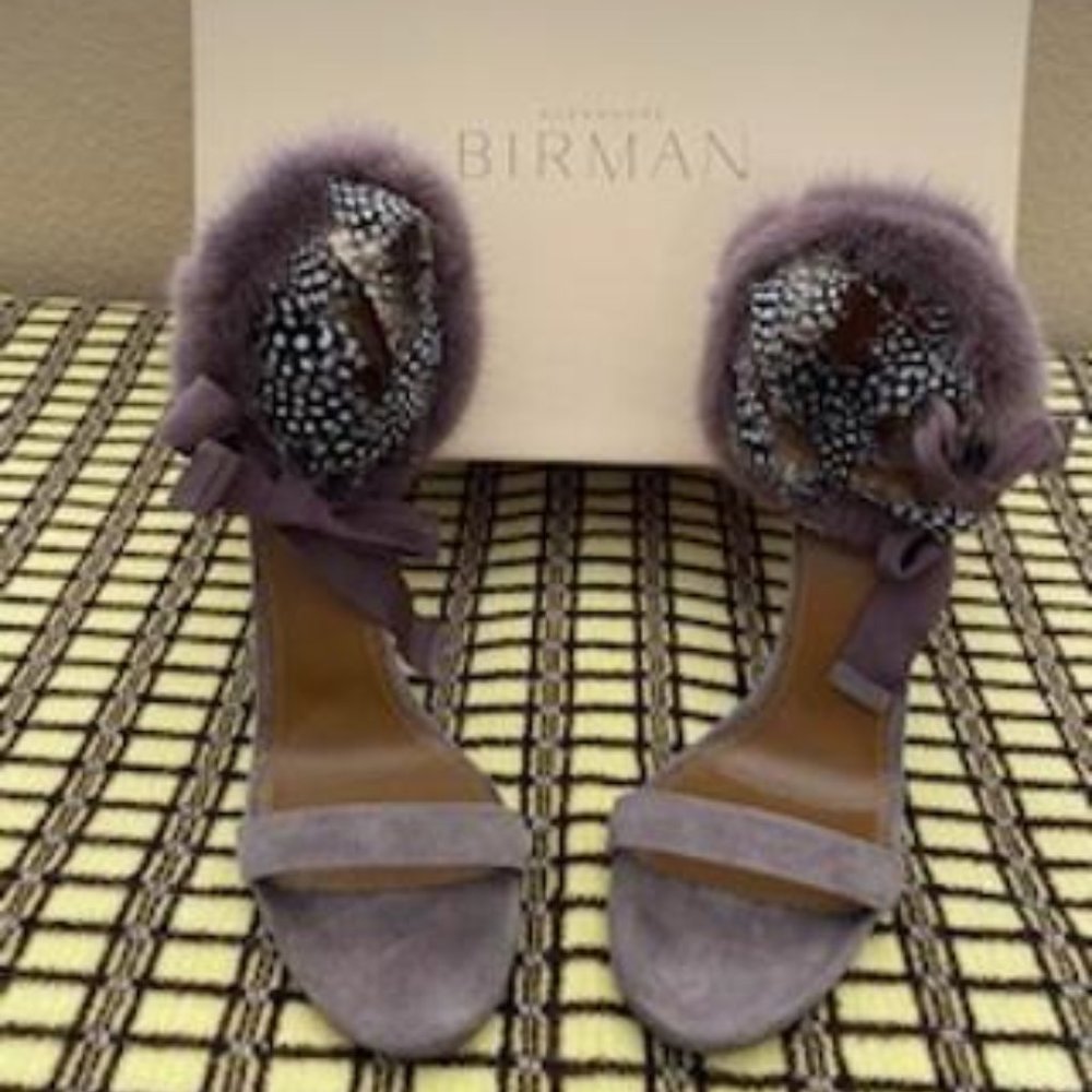 ALEXANDRE BIRMAN NAPPA SOFT WHITE SUEDE HEELS 36.5